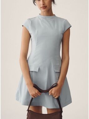 Maeve Light Blue Cap-Sleeve A-Line Dress